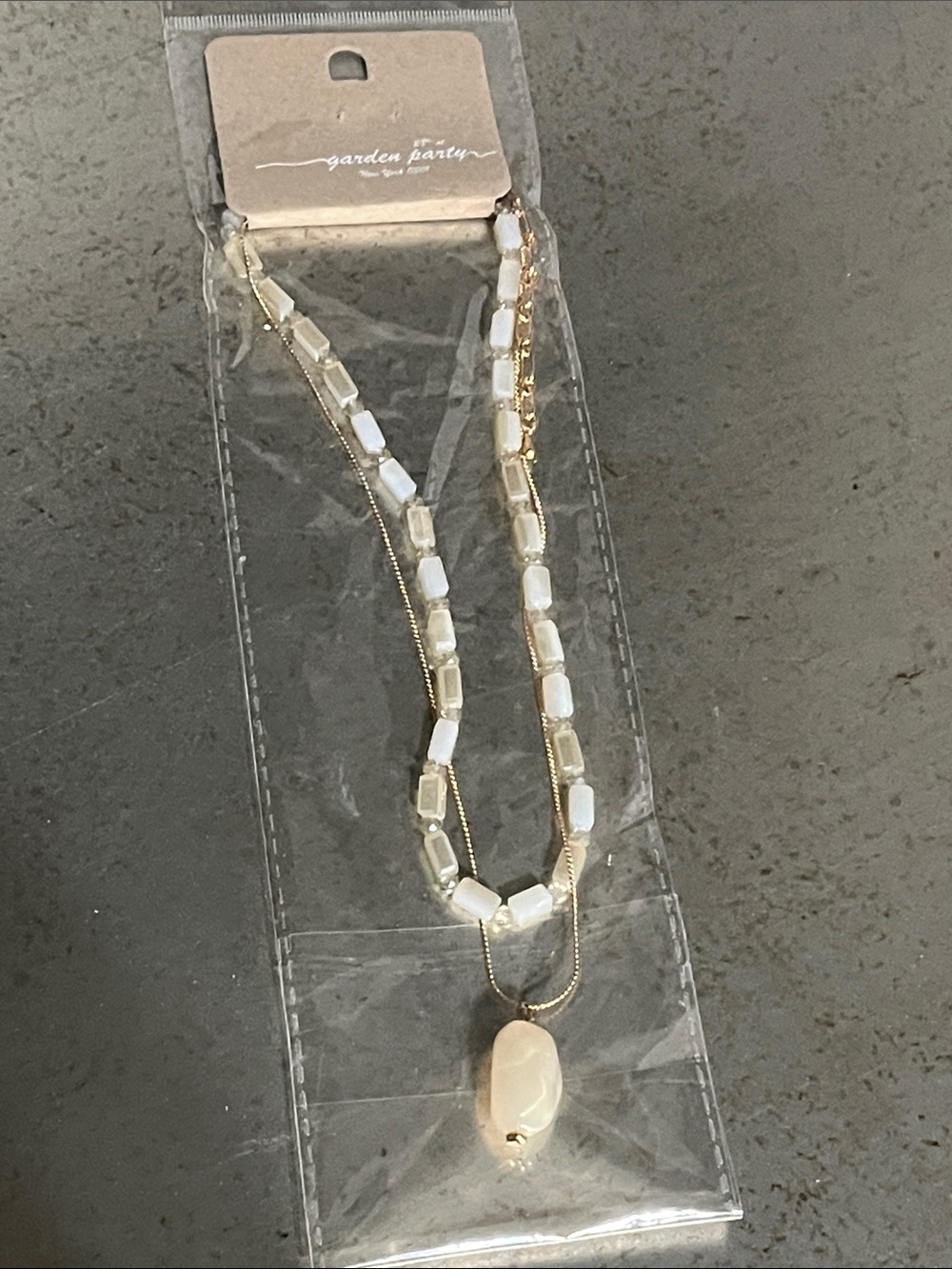Garden Party Gold & White Beaded Layered Necklace